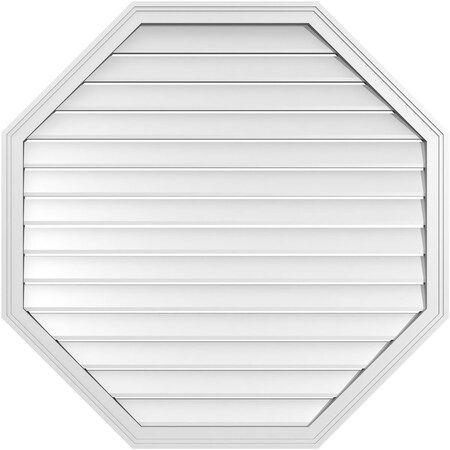 Ekena Millwork Octagonal Surface Mount PVC Gable Vent: Functional, w/ 2"W x 1-1/2"P Brickmould Frame, 42"W x 42"H GVPOC42X4202SF